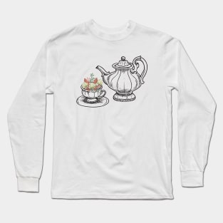 Tea And Flowers Proper English Countryside Long Sleeve T-Shirt